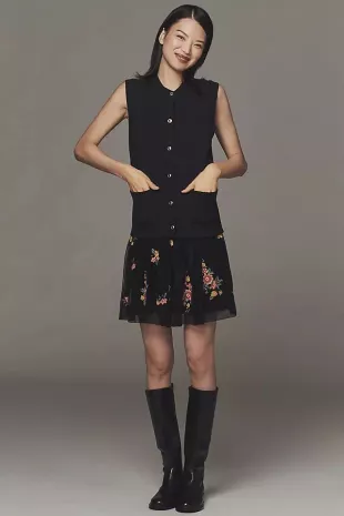 Sleeveless Cardigan Sweater Dress