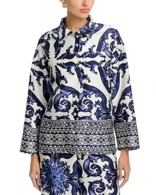 Damask Print Pajama Shirt