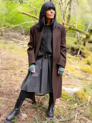 Celebrity Traitors 2025 Claudia Winkleman Leather Effect Coat