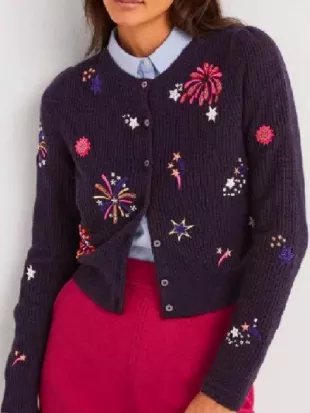 Loot S03 Stephanie Styles Embellished Blue Cardigan