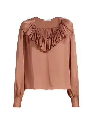 Liese pleated silk satin blouse