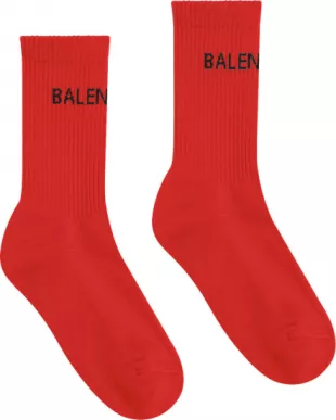 Red & Black Logo Tennis Socks