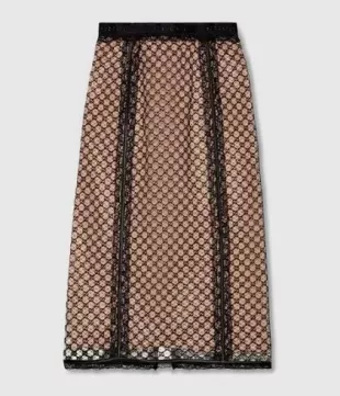 GG Net Skirt with Lace Trims