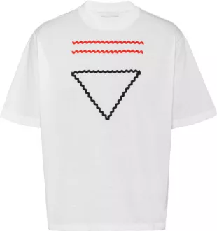 White Zig Zag Triangle Logo T Shirt