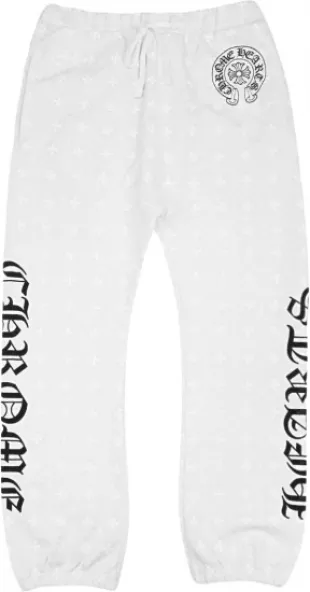 White Cross Monogram Side Logo Sweatpants