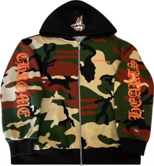 Camo Caution Zip Hoodie