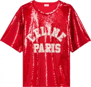 Red Sequin Celine Paris T Shirt