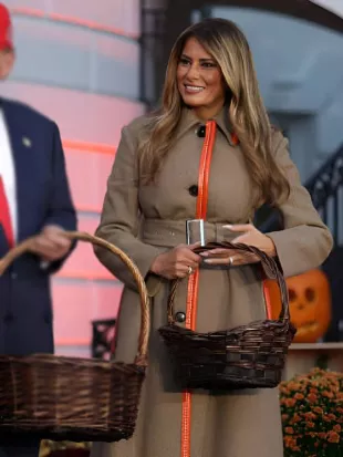 First lady 2025 Melania Trump Annual Halloween Beige Coat