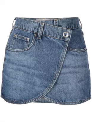 Wrap Denim Miniskirt