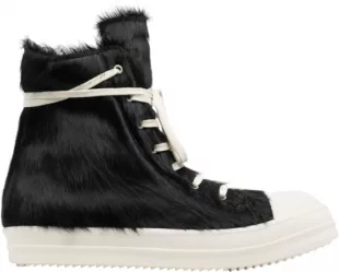 Black Fur High Top Strobe Sneakers