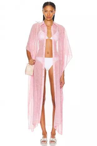 Chiffon Robe Coverup Dress in Pale Pink