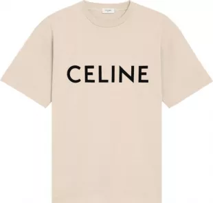 Beige & Black Logo T Shirt