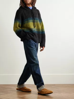 Thistle Shadow Striped Alpaca-blend Hoodie