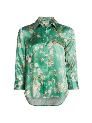 Dani Floral Silk Button-Front Blouse