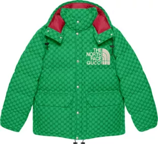 Green GG Canvas Puffer Jacket