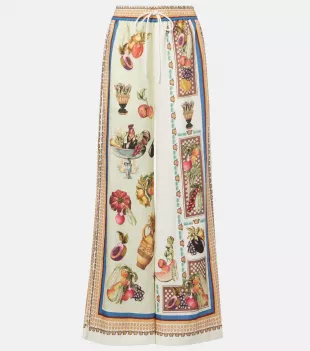 Mercado Printed Linen Wide-leg Pants