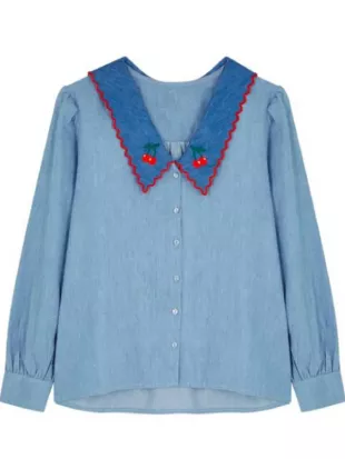 The Today Show 2025 Molly Hunter Cherry Print Collar Blouse