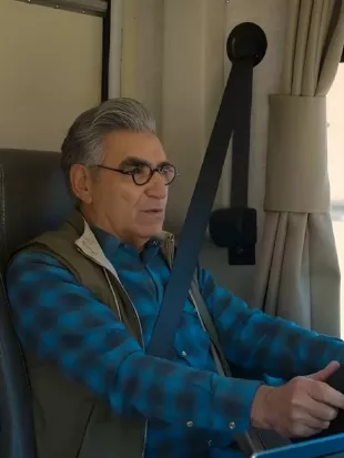 The Reluctant Traveler S3 Eugene Levy Blue Plaid Shirt