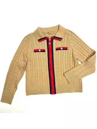 The Today Show 2025 Sheinelle Jones Beige Contrast Trim Cardigan