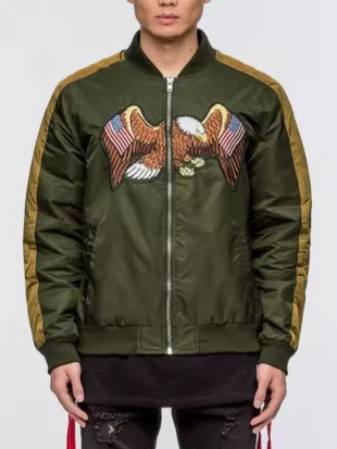 Flying American Eagle Olive Green Bomber Jacket
