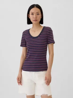 Ribbed Scoopneck T-Shirt