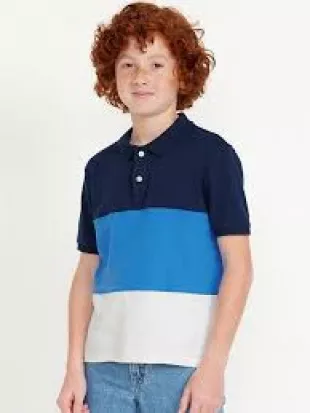 Short-Sleeve Color-Block Pique Polo Shirt for Boys