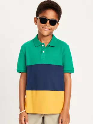 Short-Sleeve Color-Block Pique Polo Shirt