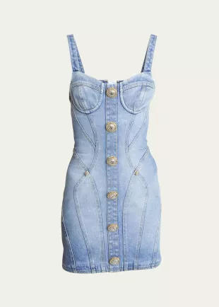 Seamed Denim Mini Dress