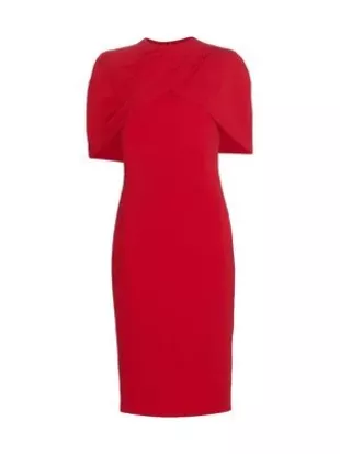Crepe Cape Shift Dress