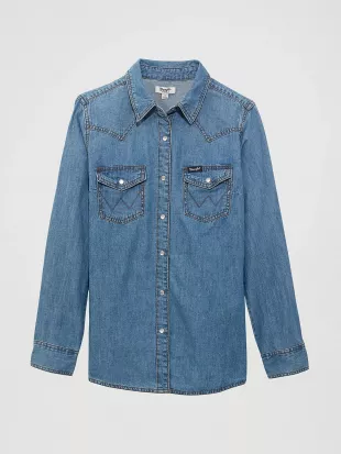 Long Sleeve Western Snap Denim Shirt