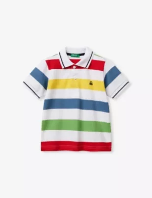 Stripe-Print Short-Sleeve Cotton-Pique Polo Shirt