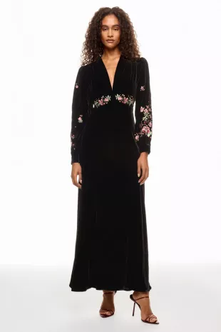 Emory Embroidered Velvet Gown