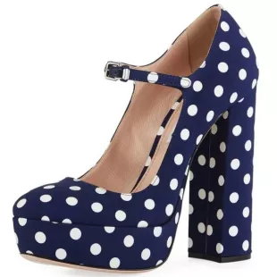 Canvas Polka Dot Platform Mary Janes