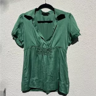 green silk blouse