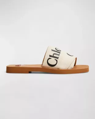 Woody Flat Logo Ribbon Slide Sandals