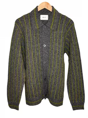 Darren Polo Cardigan Grey Melange Wool Blend