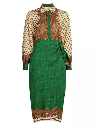 Vero Jewel Paisley Wrap Midi-Dress