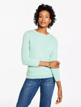 Audrey Cashmere Sweater in Light Soft Jade Heather