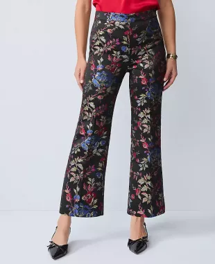 The Side-Zip Flare Pant in Floral Jacquard