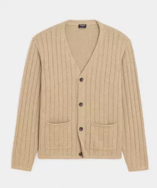 Relaxed Cotton Ribbed Cardigan