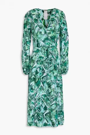 Leo Reversible Printed Crepe Midi Wrap Dress