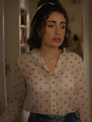 I Love LA Rachel Sennott Cherries Printed Blouse