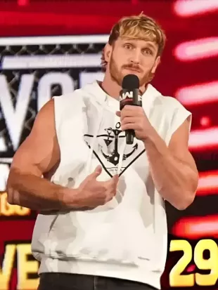 Logan Paul Monday Night RAW White Sleeveless Hoodie