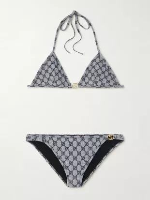 Embellished Printed Triangle Bikini