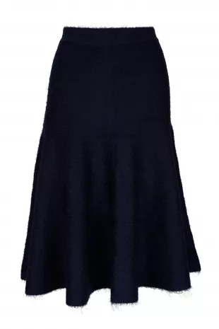 Cadence Navy Silk & Cashmere Skirt
