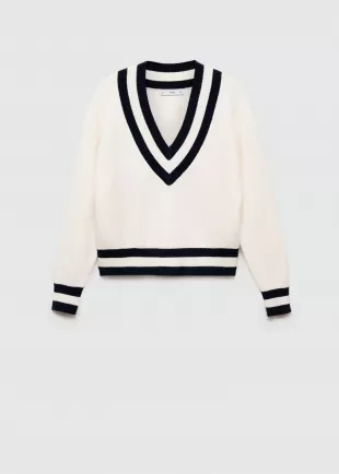 Contrasting V Neck Sweater