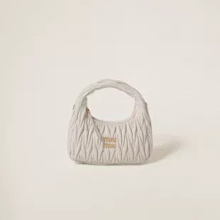 White Wander Matelassé Nappa Leather Hobo Bag