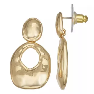 Liquid Gold Tone Double Drop Earrings