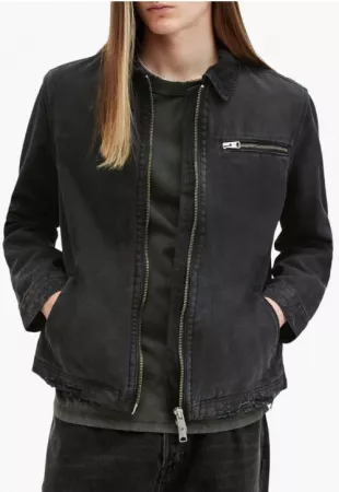 Men's Gray Rothwell Distressed Denim Jacket