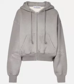 Gray Zipper Hoodie In 990 Grey Melange